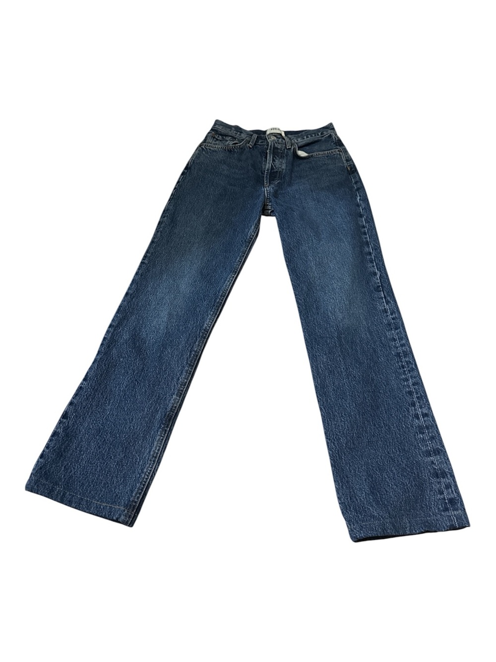 Agolde Dark Blue Denim Jeans with Contrast Stitching